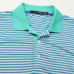 Ralph Lauren RLX Polo Shirt Mens Medium Striped Golf Performance Wicking